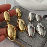 Metal oval earrings