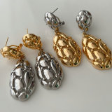 Gold and silver color mix water drop earrings