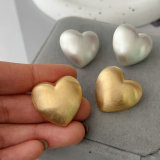 Brushed metal heart earrings