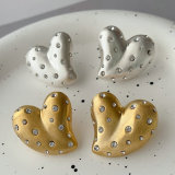 Brushed metal heart earrings