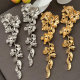Chunky metal long flower earrings