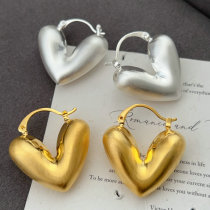 Brushed metal triangle earrings