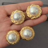 Simple round pearl earrings