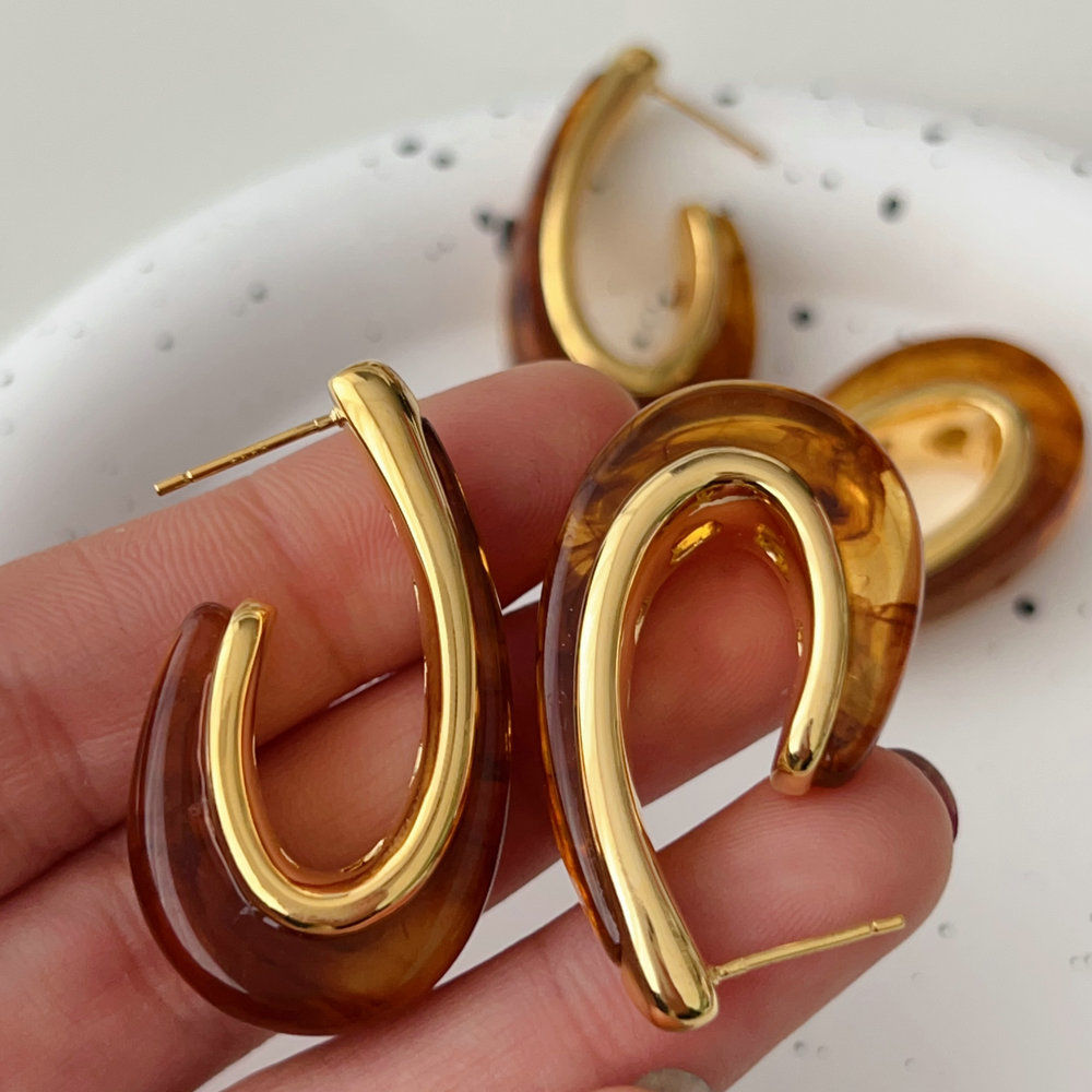 Brown acrylic earrings