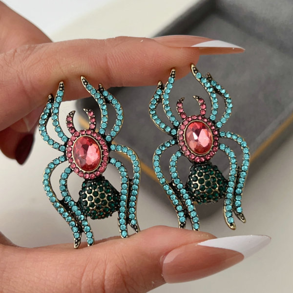 Crystal spider earrings