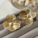 Simple metal flower earrings