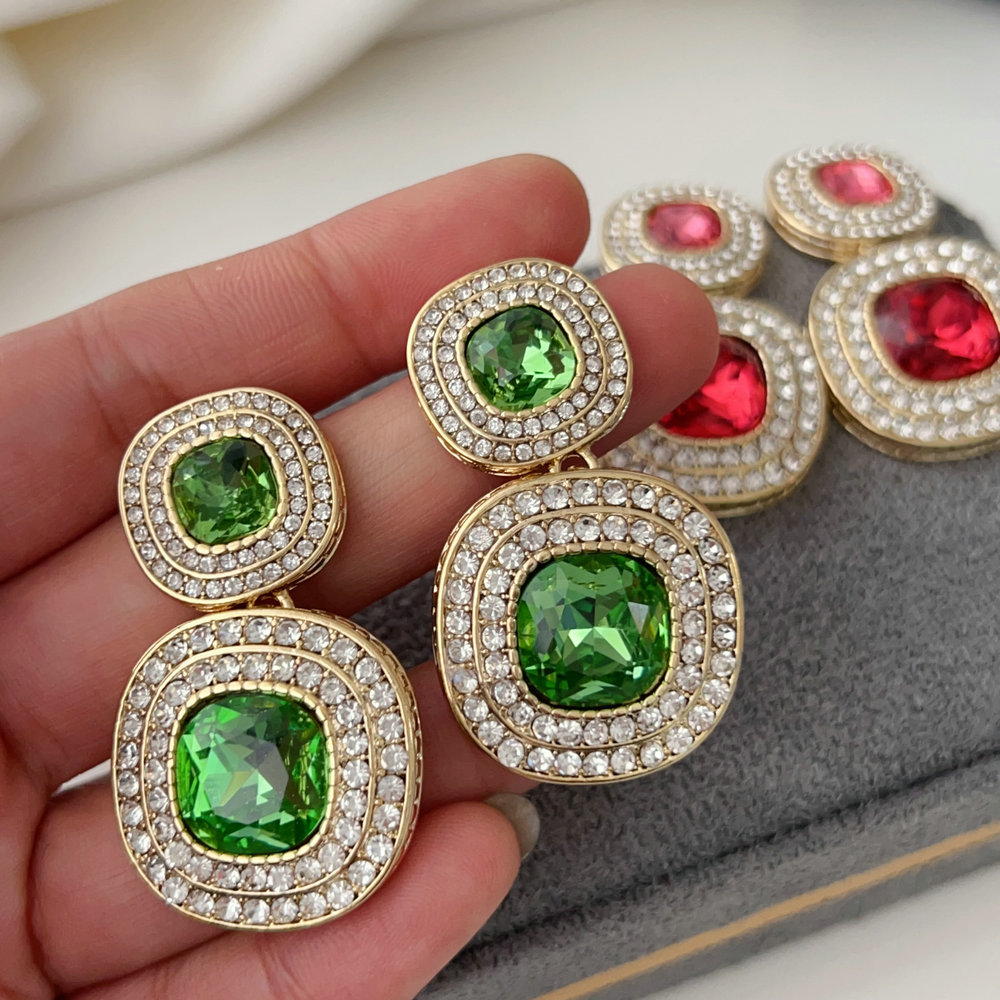 Square crystal earrings