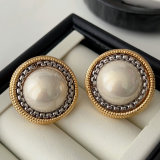 Simple round pearl earrings