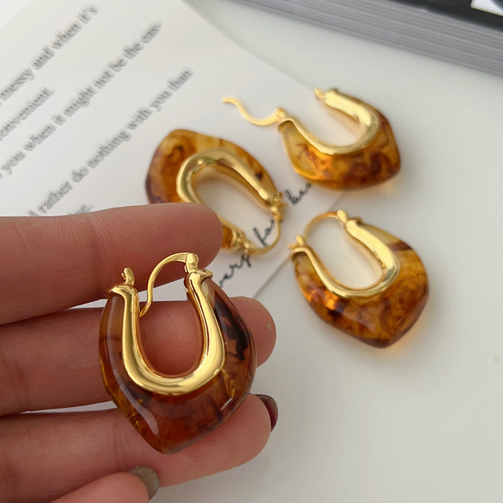 Brown acrylic earrings