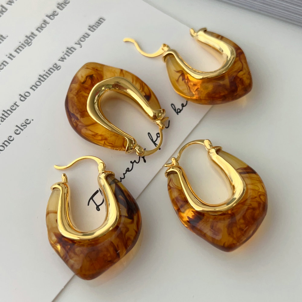 Brown acrylic earrings