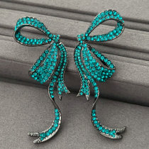 Blue crystal bow earrings