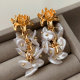 Glass pearl flower earrings