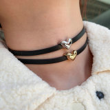 Leather chocker with heart charm