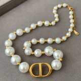Glass pearl cd necklace