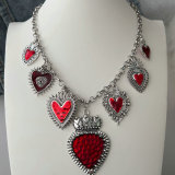 Enamel heart charm necklace