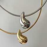 Teardrop charm snake bone necklace