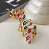 Colorful zircon leaf ring