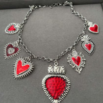 Enamel heart charm necklace
