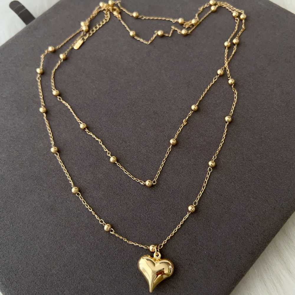 Layer heart necklace