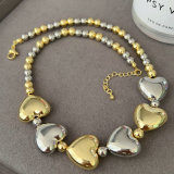 Heart charm bead necklace