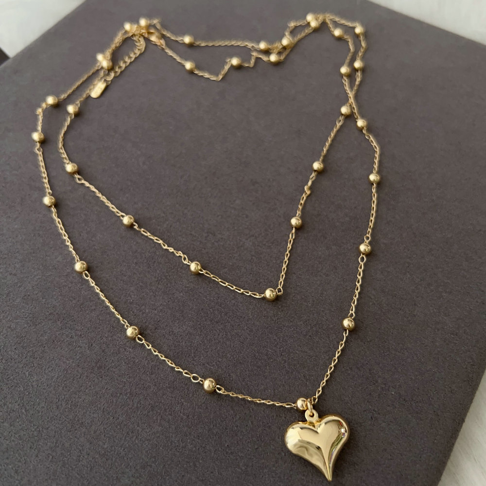 Layer heart necklace