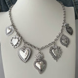 Chunky heart charm ball necklace