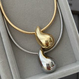 Teardrop charm snake bone necklace