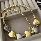 Heart charm bead necklace