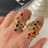 Colorful zircon leaf ring