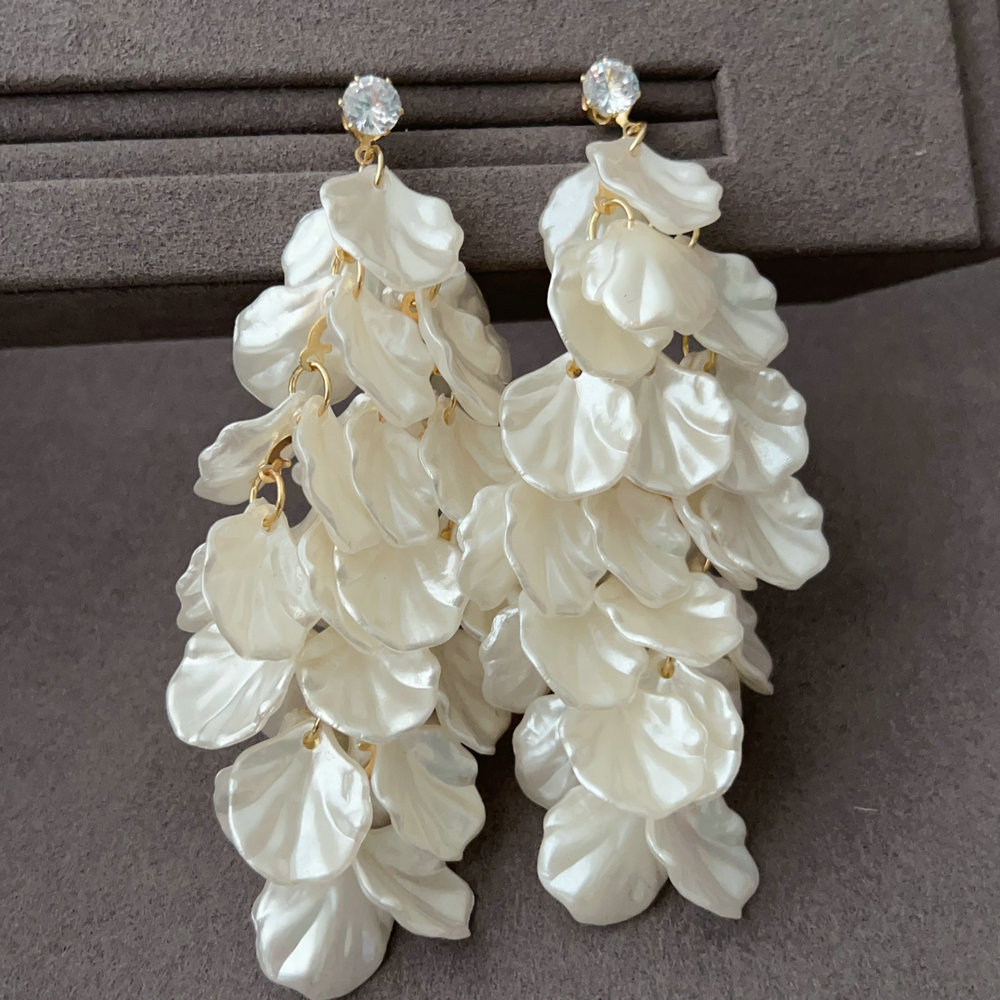 Long chunky plastic shell earrings