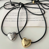 Heart black cord necklace