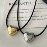Heart black cord necklace