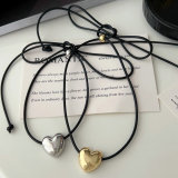 Heart black cord necklace