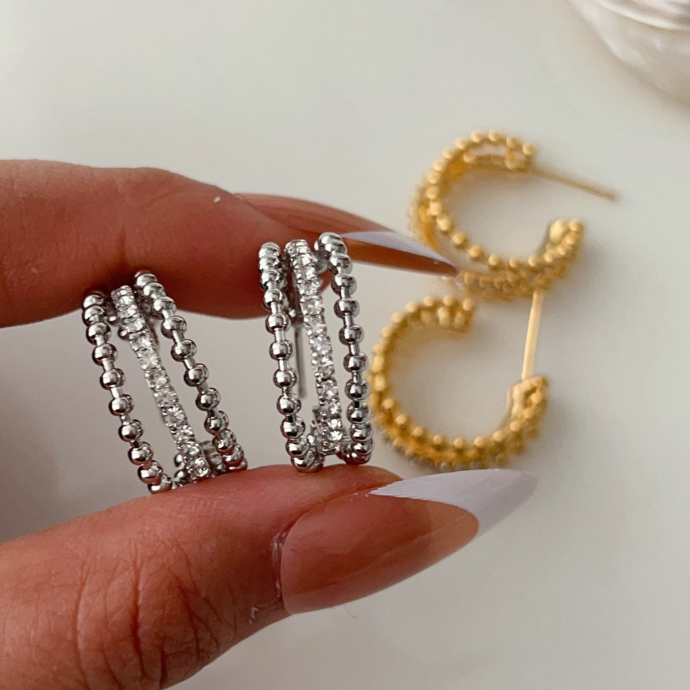 Pave fan earrings