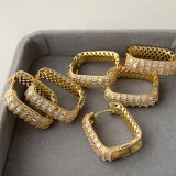 Pave zircon square earrings