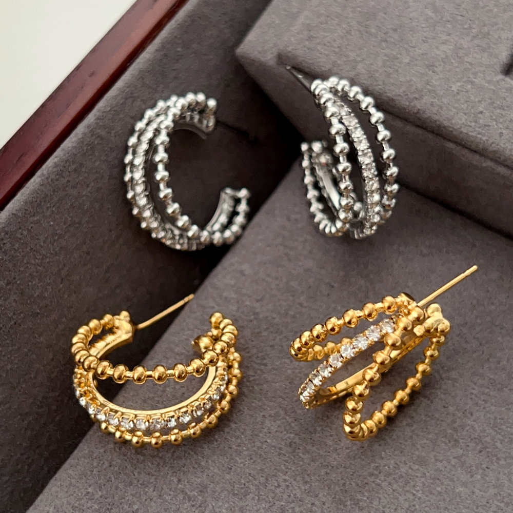 Pave fan earrings