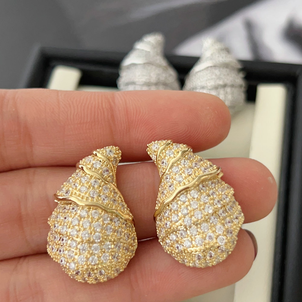 Pave zircon teardrop earrings
