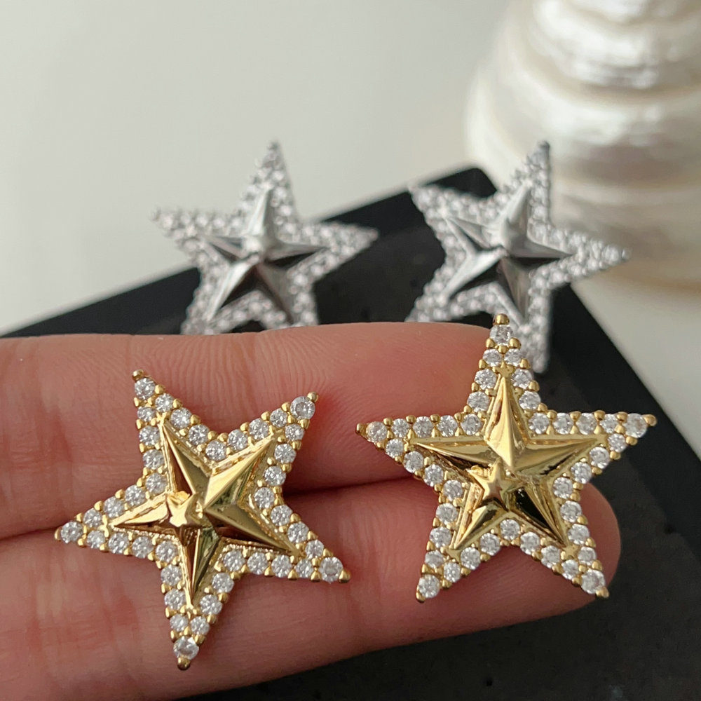 Pave star earrings