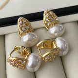 Basic zircon pearl earrings