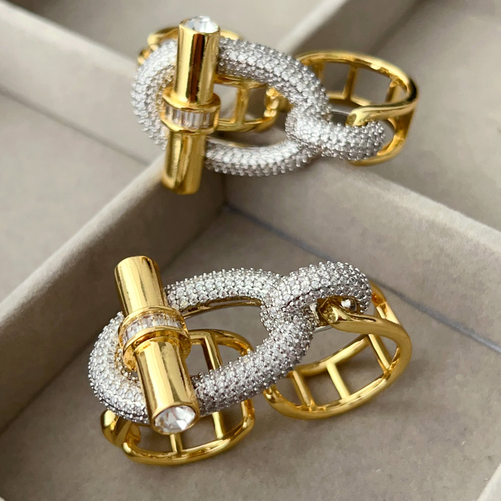 Chunky silver and gold ring