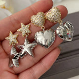 Pave star earrings , heart earrings