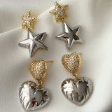 Pave star earrings , heart earrings