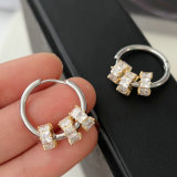 Pave zircon round charm hoop