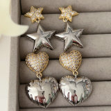 Pave star earrings , heart earrings