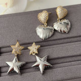Pave star earrings , heart earrings