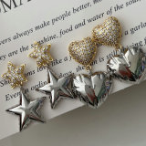 Pave star earrings , heart earrings