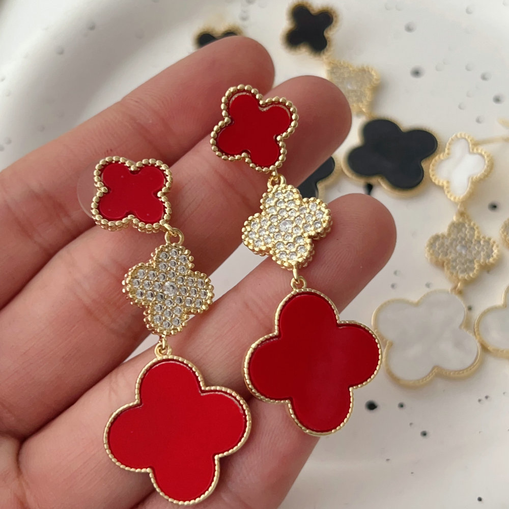 Pave clover earrings