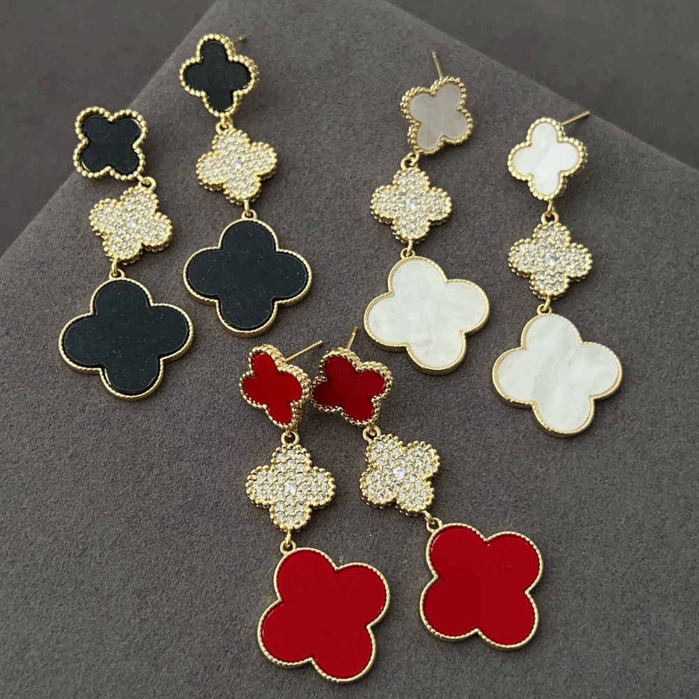Pave clover earrings