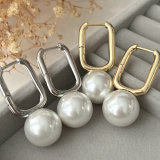 U hoop pearl earrings