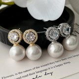 Round pearl earrings